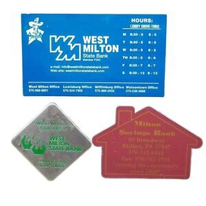 West Milton State Bank/Milton Saving Bank Fridge Magnet Lot Vintage